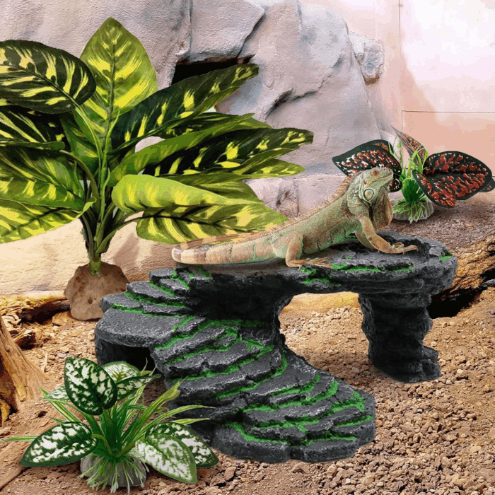 Reptile Artificial Plants, Terrarium Plants Decorations Supplies, Aquarium Fish Tank Plant, Amphibian Habitat Hideout Tank Accessories(L Set-3Pcs/B) - Image 3