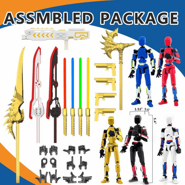 5-Pack T13 Action Figure Already Assembled, Multi-Colored Titan 13 Action Figure Set with Laser Saber 3D Printed T 13 Lucky Robo Dummy Nova 13 Action Figures, Figura De Acción T13 - Image 2