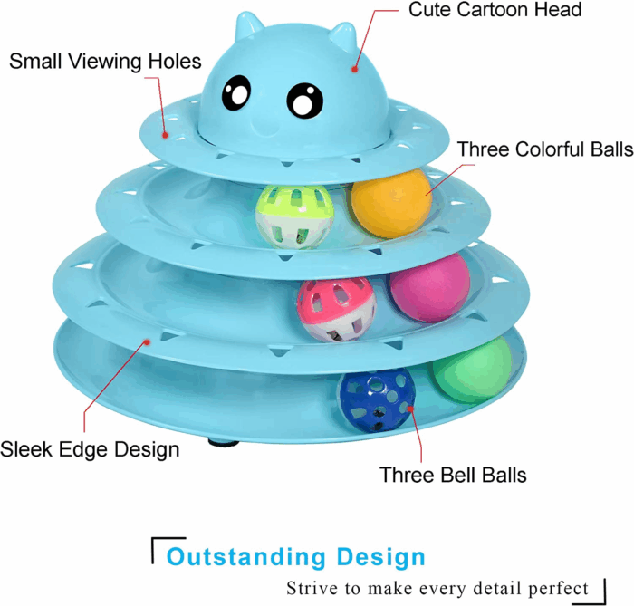 Cat Toy Roller 3-Level Turntable Cat Toys Balls with Six Colorful Balls Interactive Kitten Fun Mental Physical Exercise Puzzle Kitten Toys - Image 4