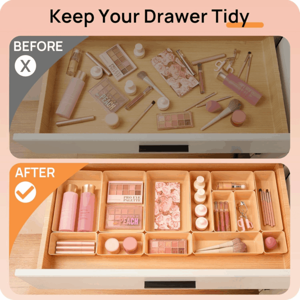 25 PCS Plastic Drawer Organizers Set, 4-Size Versatile Bathroom and Vanity Drawer Organizer Trays, Storage Bins for Makeup, Bedroom, Kitchen Gadgets Utensils and Office - Image 3