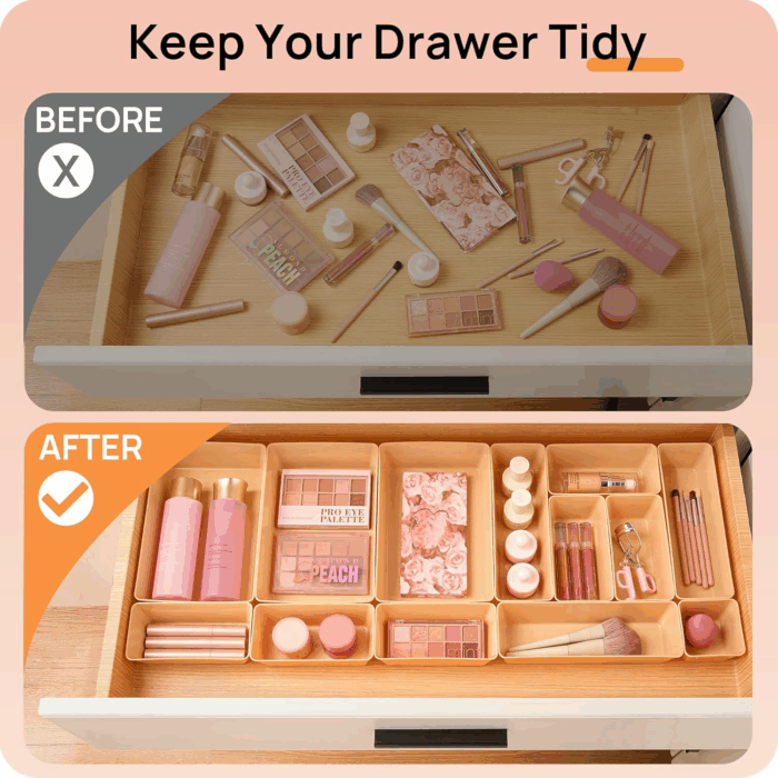25 PCS Plastic Drawer Organizers Set, 4-Size Versatile Bathroom and Vanity Drawer Organizer Trays, Storage Bins for Makeup, Bedroom, Kitchen Gadgets Utensils and Office - Image 3