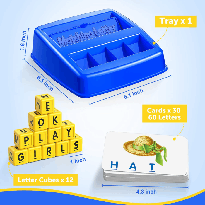 Learning Games for Kids Ages 3-8, Matching Letter Game for Kids Toys Ages 3-8 Educational Toys for 3-8 Year Olds Boys Girls Birthday Party Gifts for 3-8 Year Olds Boys Girls Blue - Image 6