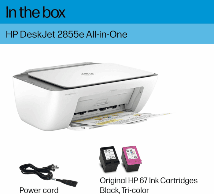 Deskjet 2855E Wireless All-In-One Color Inkjet Printer, Scanner, Copier, Best-For-Home, 3 Months of Instant Ink Included (588S5A) - Image 5