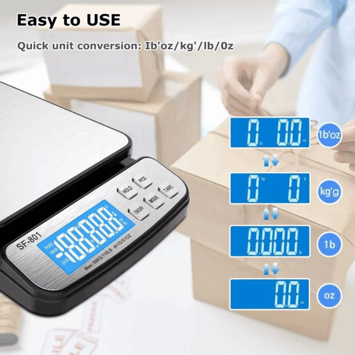 Precision Digital Shipping Scale with 110 LB Capacity & 1G Accuracy - AC Adapter & Battery Operated - Ideal for Postal & Parcel Weighing - Image 9