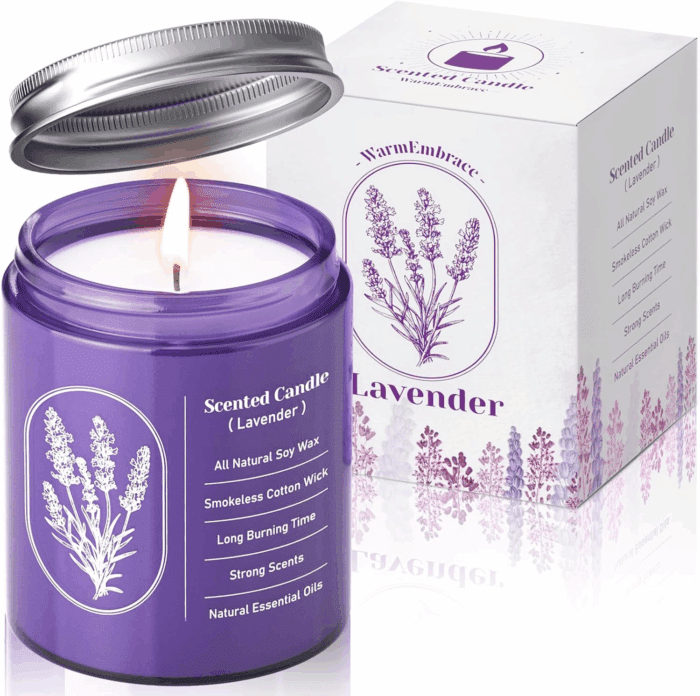 Lavender Candles for Home Scented, 7.6 Oz Purple Jar Candle, Natural Fragrance for Women, 40 Hour Long-Lasting Burn Scented Candle for Birthday - 1 Pack