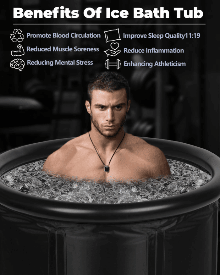 XL Ice Bath Tub for Athletes & Adults - 105 Gallons Ice Tub, Cold Plunge Tub with Cover for Indoor Outdoor, Ice Plunge Tub for Recovery & Cold Water Therapy - Black - Image 2