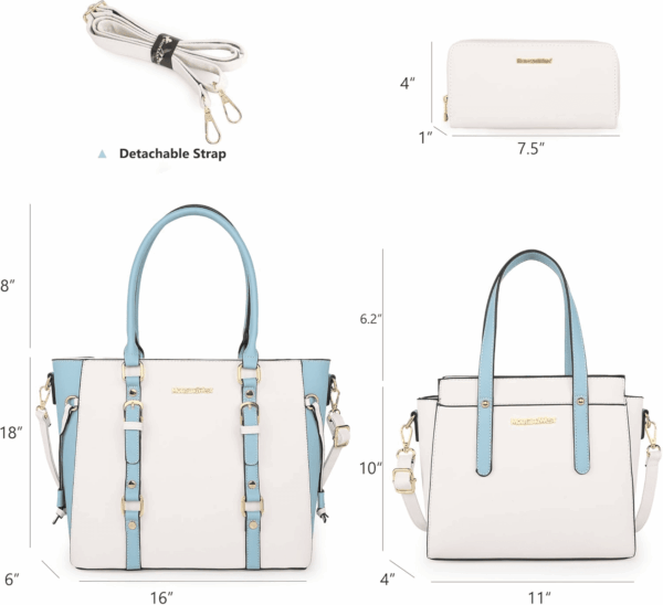 3PCS Purses for Women Tote Bag and Wallet Set Shoulder Satchel Handbags - Image 5