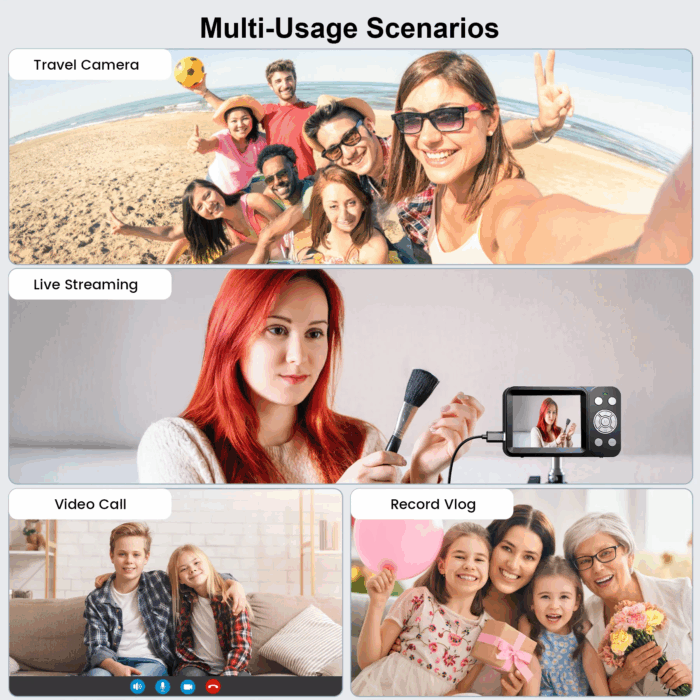 64MP 4K Digital Camera, 2.8" Screen 18X Digital Zoom anti Shake Compact Retro Camera, Vlogging Camera for Kids Teens Seniors with 32GB Card（Black） - Image 7