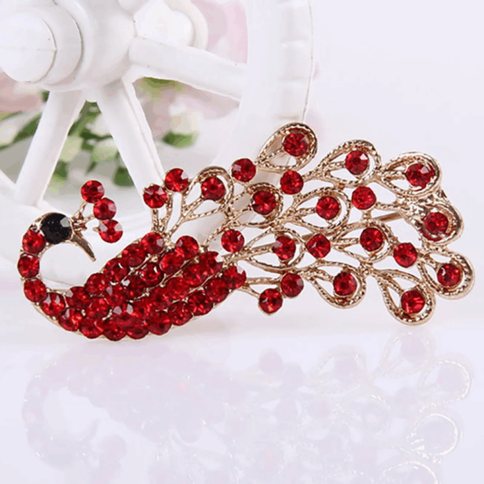 Brooch Pin Shiny Lovely Women Fashion Peacock Shape Collar Pin for Wedding - Image 3