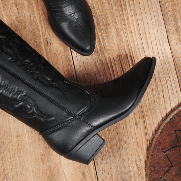 Women'S Cowboy Boots Pull on Cowgirl Boots Mid Calf Western Boots - Image 4