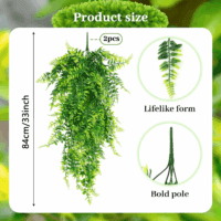2 Pack Reptile Plants Terrarium Hanging Plant Artificial Leaves Reptile Hide with Suction Cup, Reptile Tank Accessories for Bearded Dragon Lizard Snake Geckos Chameleon - Image 2