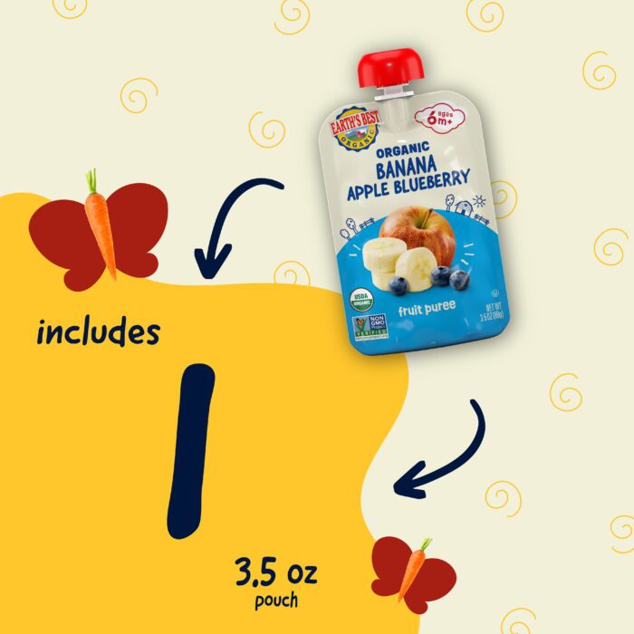 Organic Stage 2 Baby Food, Banana Apple Blueberry Fruit Puree, 3.5 Oz Pouch - Image 4