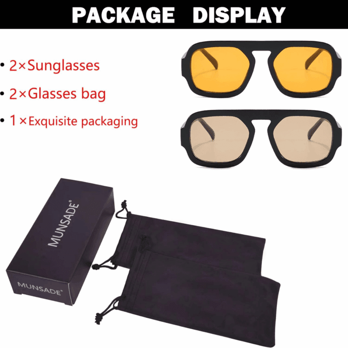 Trendy Square Aviator Sunglasses for Women Flat Top Designer Stylish Frame Sun Glasses Vintage Shades - Image 5