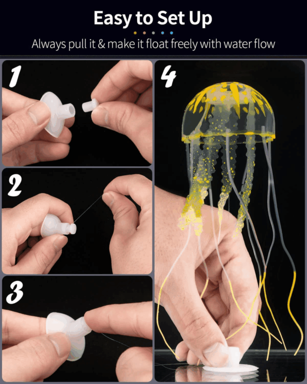 6 Pcs Glowing Jellyfish Ornament Decoration for Aquarium Fish Tank - Image 3