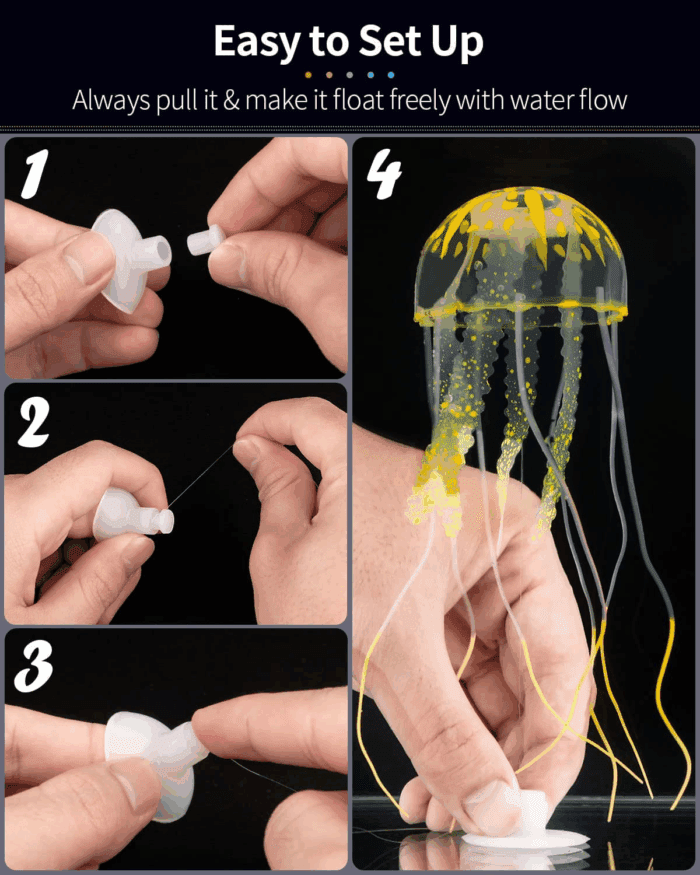 6 Pcs Glowing Jellyfish Ornament Decoration for Aquarium Fish Tank - Image 3