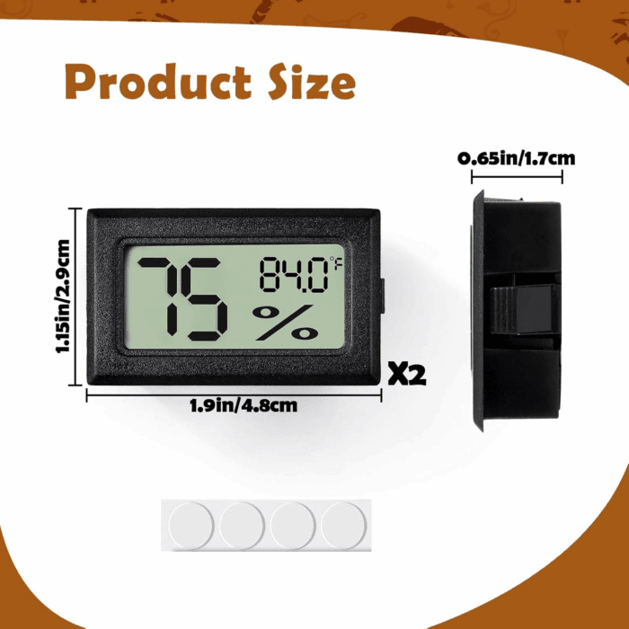 Reptile Thermometer and Humidity Gauge,2Pcs Digital Hygrometer Adhesive Reptile Terrarium Hydrometer,Bearded Dragon Tank Accessories,Pet Humidity Meter Supplies for Leopard Crested Gecko,Snake,Lizard - Image 6