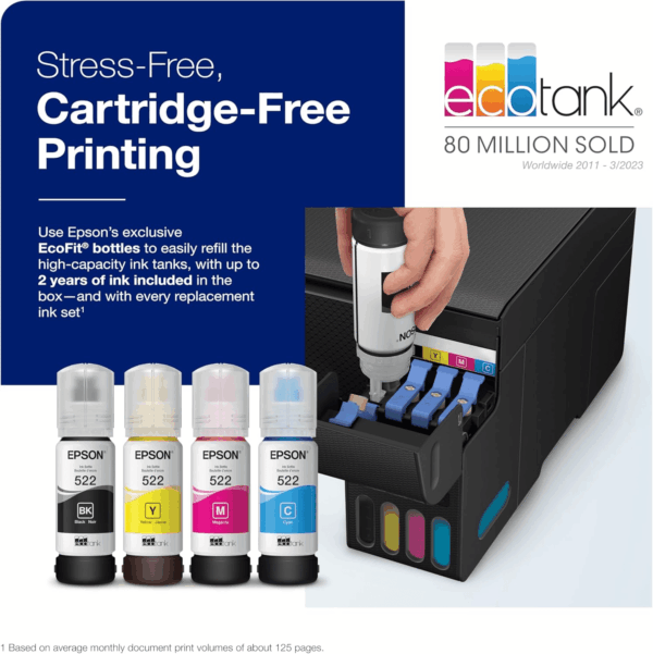 Ecotank ET-2400 Wireless Color All-In-One Cartridge-Free Supertank Printer with Scan and Copy – Easy, Everyday Home Printing, Black - Image 3