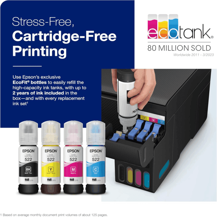 Ecotank ET-2400 Wireless Color All-In-One Cartridge-Free Supertank Printer with Scan and Copy – Easy, Everyday Home Printing, Black - Image 3