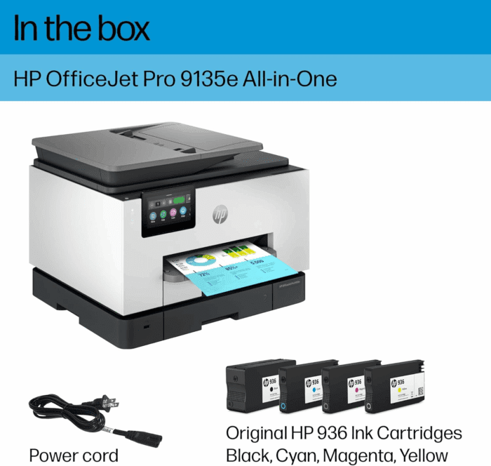 Officejet Pro 9135E All-In-One Printer, Color, Printer-For-Small Medium Business, Print, Copy, Scan, Fax, Wireless 3 Months of Instant Ink Included; Two-Sided Printing; Two-Side - Image 6