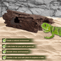 Lizard, Snake or Reptile Hide. XL Large 14" Hollow Log for Aquarium or Fish Tank. Bearded Dragon or Gecko Tank Accessories. Natural Looking Basking Platform, Shrimp or Betta Fish Hideout - Image 5