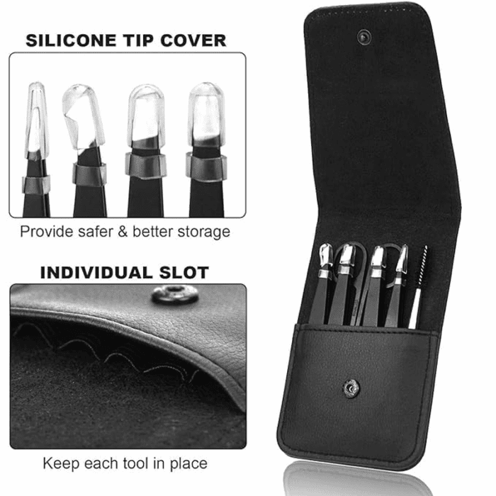Eyebrow Tweezers Set 6 PCS, Professional Stainless Steel Eyebrow Tweezers Kit for Women/Men, Great Precision Tweezers Set for Eyebrow/Facial Hair Removal/Ingrown Hairs/Splinter/Tick Remover by - Image 2
