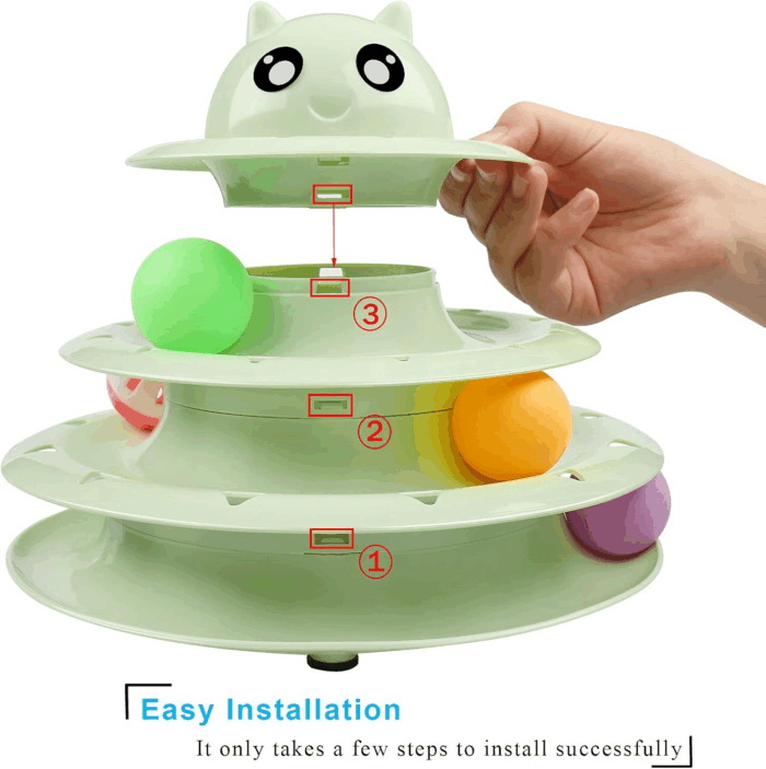 Cat Toy Roller 3-Level Turntable Cat Toy Balls with Six Colorful Balls Interactive Kitten Fun Mental Physical Exercise Puzzle Toys - Image 3