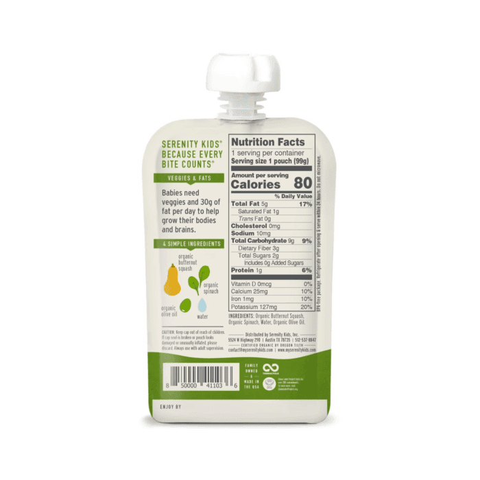 6+ Months USDA Organic Veggie Puree Baby Food Pouches | No Sugary Fruits or Added Sugar | Allergen Free | 3.5 Ounce Bpa-Free Pouch | Butternut Squash & Spinach | 1 Count - Image 2