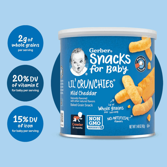 Snacks for Baby Value Pack, Lil Crunchies, Mild Cheddar & Veggie Dip, 1.48 Ounce (Pack of 8) - Image 5