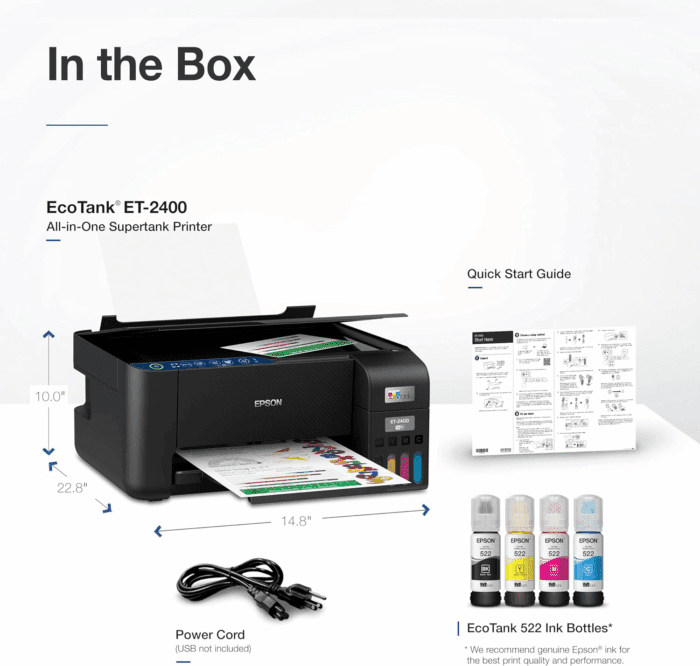 Ecotank ET-2400 Wireless Color All-In-One Cartridge-Free Supertank Printer with Scan and Copy – Easy, Everyday Home Printing, Black - Image 6