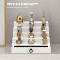 Cologne Organizer for Men, 5 Tier White Cologne Shelf, Perfume Stand with Drawer and Hidden Compartment Perfume Display Holder - a Gift for Men - Image 8