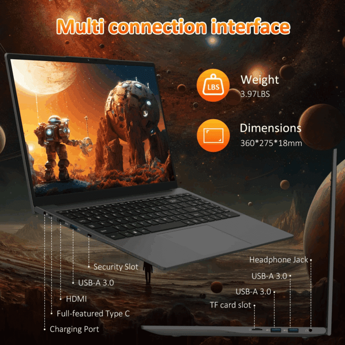 15.6" Laptop Computer W/Amd Ryzen 7 5825U up to 4.5Ghz, 16GB DDR4 RAM 512GB Nvme SSD, Dual Channel SODIMM×2, Windows 11 Pro Gaming Laptop, Backlit Keyboard, Fingerprint Unlock, Webcam Switch, - Image 6