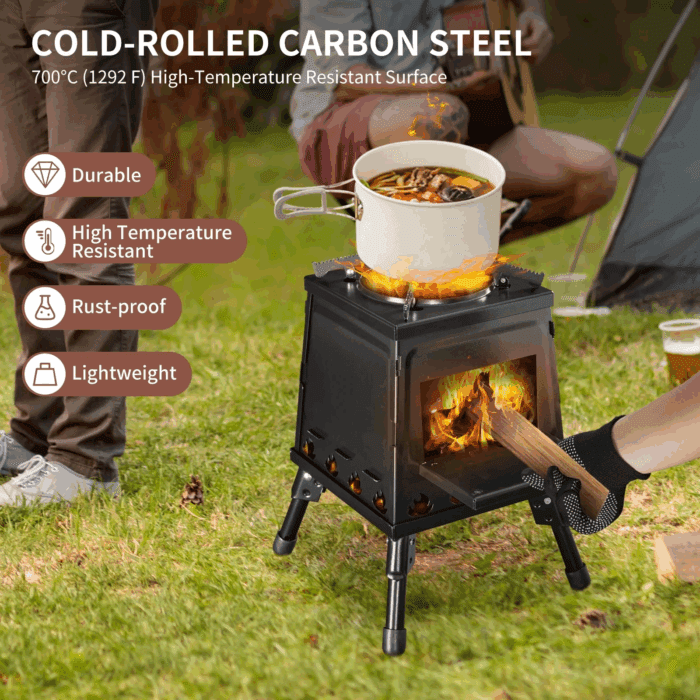 Outdoor Wood Burning Stove, Portable Camping Wood Stove for Backpacking Outdoor Cooking, Easy to Carry and Assembly - Image 3