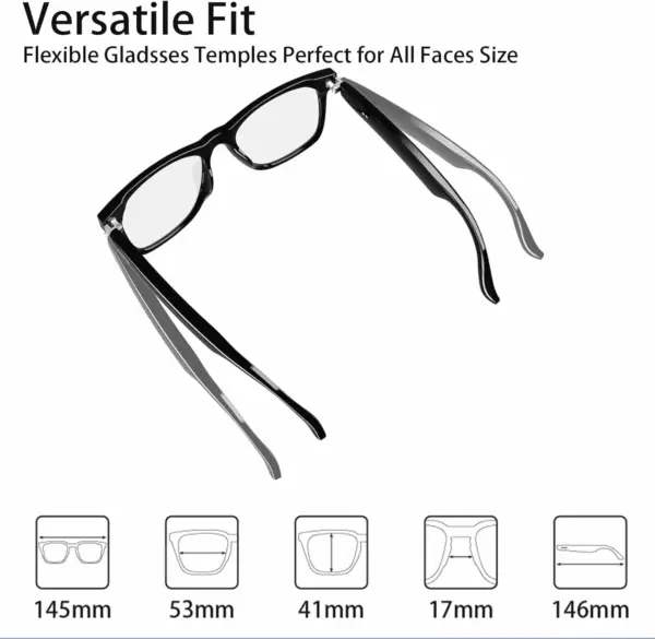 AI Translator Smart Glasses for Men Women, Bluetooth Audio Glasses with Photochromic Transition Lenses, Voice Assistant, Open Ear Lighweight Eyeware, Black - Image 4