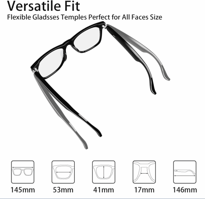 AI Translator Smart Glasses for Men Women, Bluetooth Audio Glasses with Photochromic Transition Lenses, Voice Assistant, Open Ear Lighweight Eyeware, Black - Image 4
