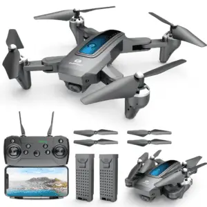 D10 Drone with 1080P Camera, Gravity Control, Altitude Hold, Carrying Case, 2 Batteries, Gray