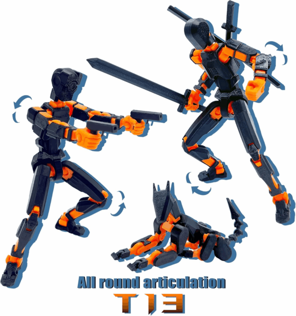 (Assembly Completed) T13 Action Figure Set, 3D Printed Toys Robo 13 Action Figure,Dummy 13 Titan 13 Action Figure (Black + Orange) - Image 5
