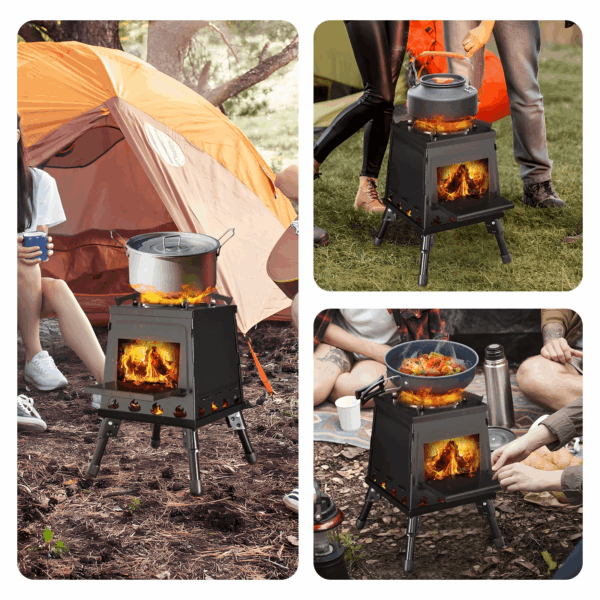 Outdoor Wood Burning Stove, Portable Camping Wood Stove for Backpacking Outdoor Cooking, Easy to Carry and Assembly - Image 8