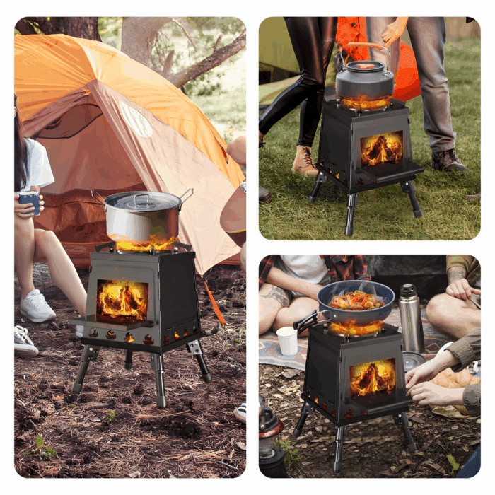 Outdoor Wood Burning Stove, Portable Camping Wood Stove for Backpacking Outdoor Cooking, Easy to Carry and Assembly - Image 8