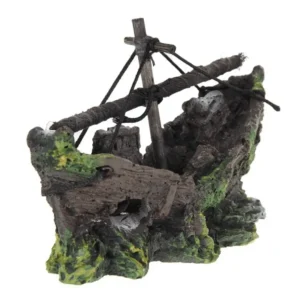 Fish Tank Decoration - Aquarium Accessories,Shipwreck Decor,Resin Material Sunken Ship Decorations for Fish Favors, Multi,4.9"X2.5"X3.7"