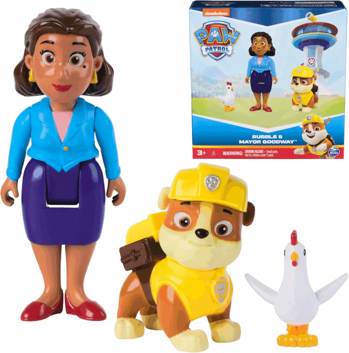 Rubble, Mayor Goodway & Chickaletta Figures, Kids Toys for Boys and Girls Ages 3 and Up