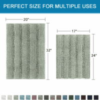Sage Bathroom Rugs, Bath Mat Set of 2 Extra Thick Chenille Striped Pattern Shaggy Bath Rugs for Bath Room, Non Skid Bath Mats for Bathroom Floor (32 X 20 plus 24 X 17 - Inches) - Image 2