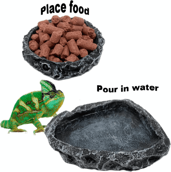 2 Pack Reptile Feeding Dish Corner Bowl, Reptile Water Dish Food Bowl, Reptile Feeding Terrarium Bowls for Bearded Dragon Lizard Frog Gecko Tortoise Hermit Crab - Image 2