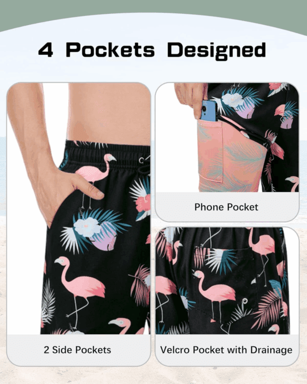 Men'S Swim Trunks Board Shorts Quick Dry Mens Swimming Trunks with Compression Liner - Image 4