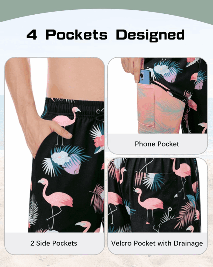 Men'S Swim Trunks Board Shorts Quick Dry Mens Swimming Trunks with Compression Liner - Image 4