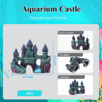 13 Pieces Aquarium Decorations Kit, Fish Tank Decorations Set Small Resin Castle and Rockery Betta Fish Cave Hideout Coral Artificial Plastic Plants Ornament Accessories - Image 5