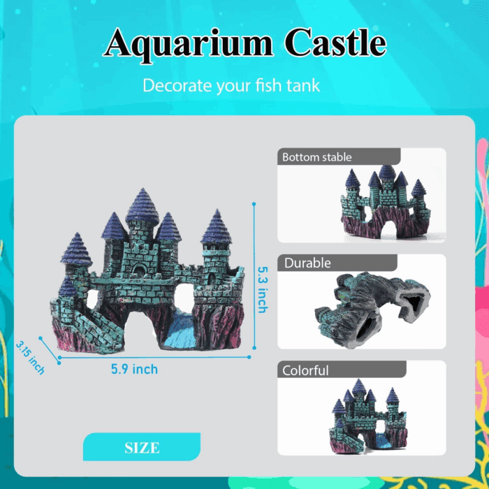 13 Pieces Aquarium Decorations Kit, Fish Tank Decorations Set Small Resin Castle and Rockery Betta Fish Cave Hideout Coral Artificial Plastic Plants Ornament Accessories - Image 5