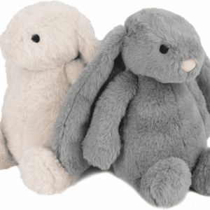 Interactive Bunny Buddy Dog Toy with Crinkle and Squeaky Enrichment for Small and Medium Breed Puppies or Dogs, Cute and Plush - Bunny Bundle (Beige, Gray)