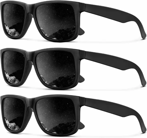 Sunglasses Men Polarized Sun Glasses for Mens Womens Classic Matte Black Frame UV Protection 3Pack