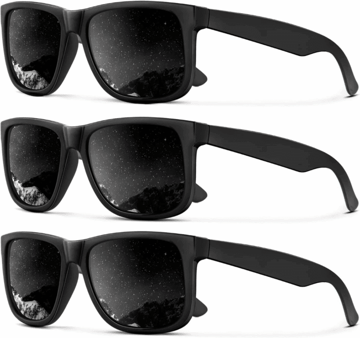 Sunglasses Men Polarized Sun Glasses for Mens Womens Classic Matte Black Frame UV Protection 3Pack