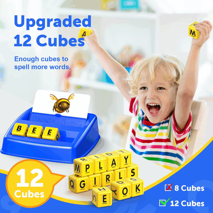 Learning Games for Kids Ages 3-8, Matching Letter Game for Kids Toys Ages 3-8 Educational Toys for 3-8 Year Olds Boys Girls Birthday Party Gifts for 3-8 Year Olds Boys Girls Blue - Image 3